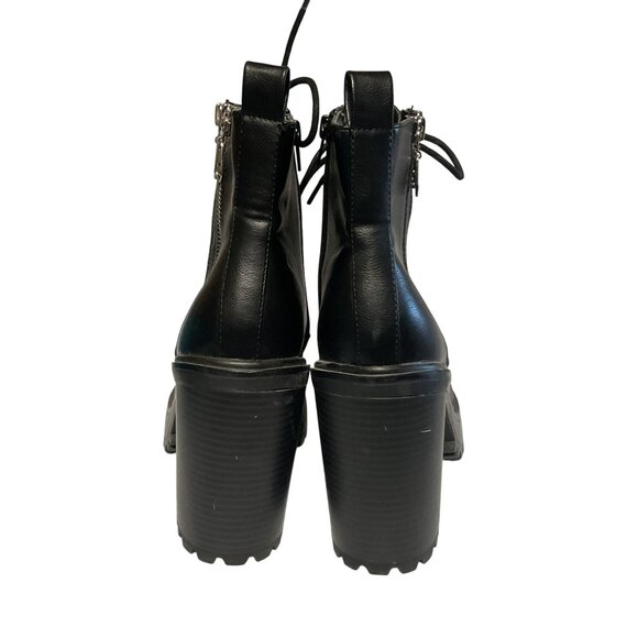Black Chunky Lace-Up Ankle Boots Sz 9 - 4.5" Heel Guess GBG Goth Emo Style - Picture 4 of 9